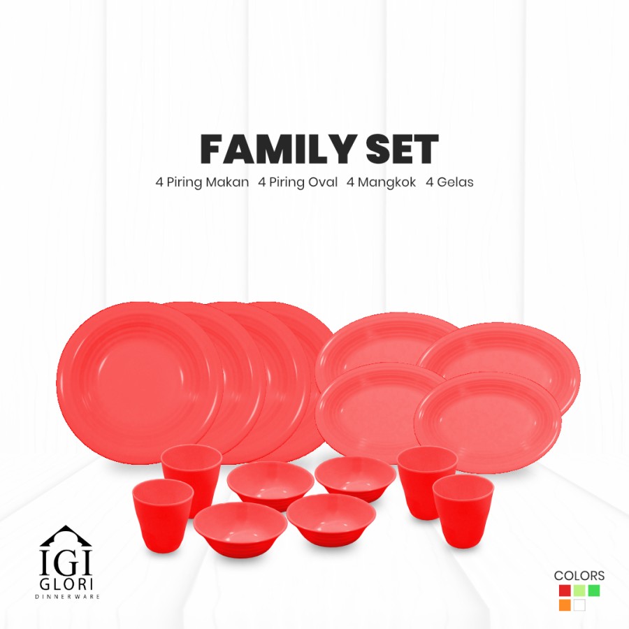 set makan keluarga merah set makan keluarga merah