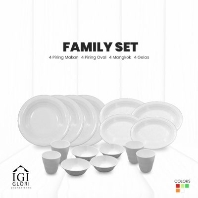 set makan keluarga putih
