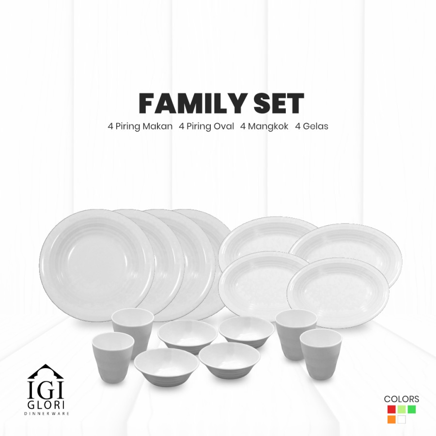 set makan keluarga putih set makan keluarga putih