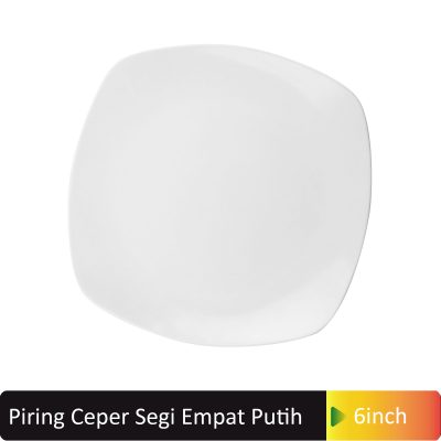 piring ceper segi4 putih